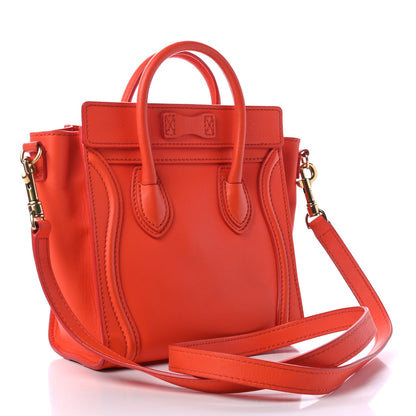 Celine Smooth Calfskin Nano Luggage Vermillion 2 of 4