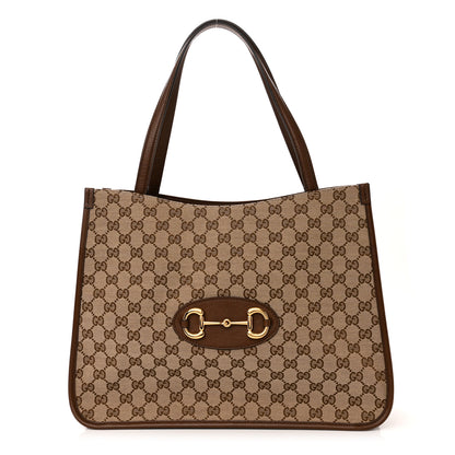 Gucci Monogram Horsebit 1955 Tote Bag Beige Brown Sugar 1 of 10