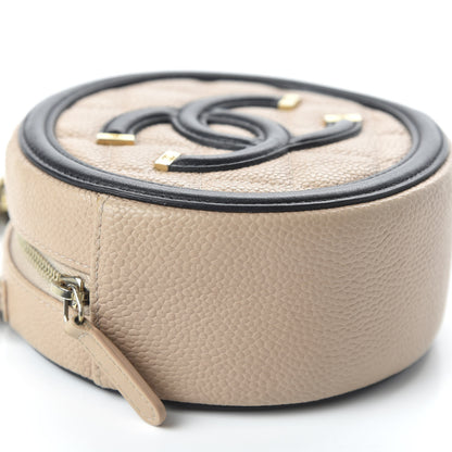 Chanel Caviar Quilted Round Filigree Crossbody Beige Black 6 of 10