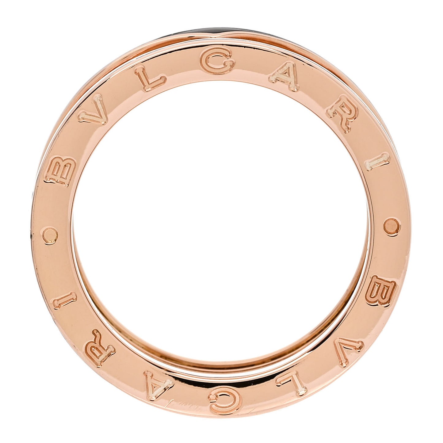 18K Rose Gold Black Ceramic B.Zero1 Rock Two-Band Ring 58 8.25