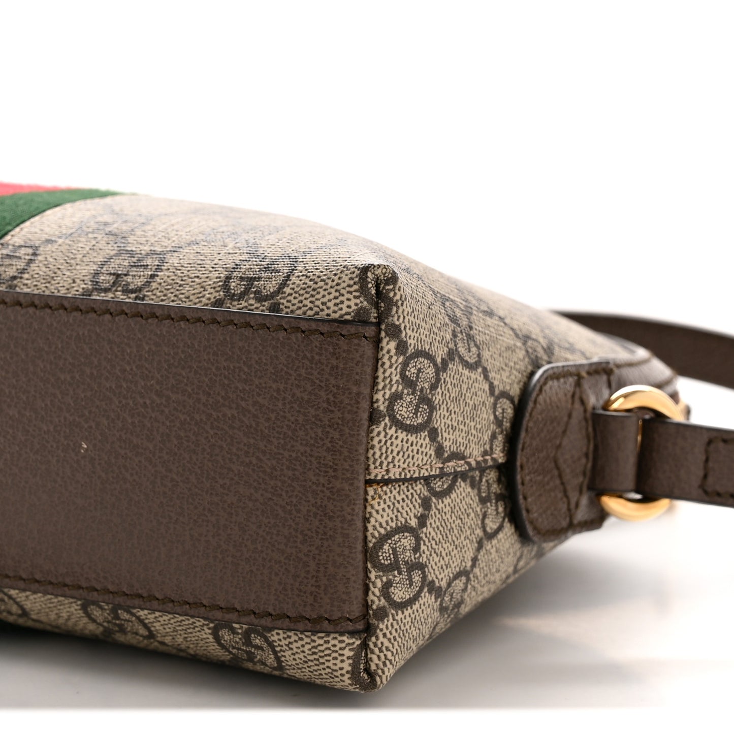 GG Supreme Monogram Textured Dollar Calfskin Web Small Ophidia Dome Shoulder Bag Beige Ebony New Acero