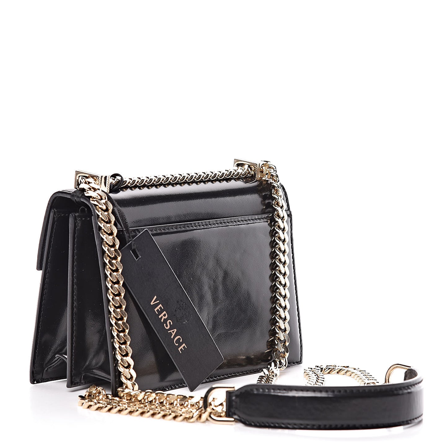Patent Small Diamante Flap Black