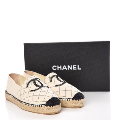 Chanel Fabric Biarritz CC Espadrilles 39 Beige Black 10 of 10