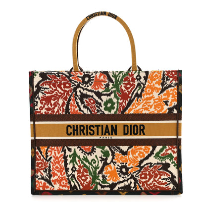 Christian Dior Canvas Embroidered Large Paisley Book Tote Multicolor 1 of 15