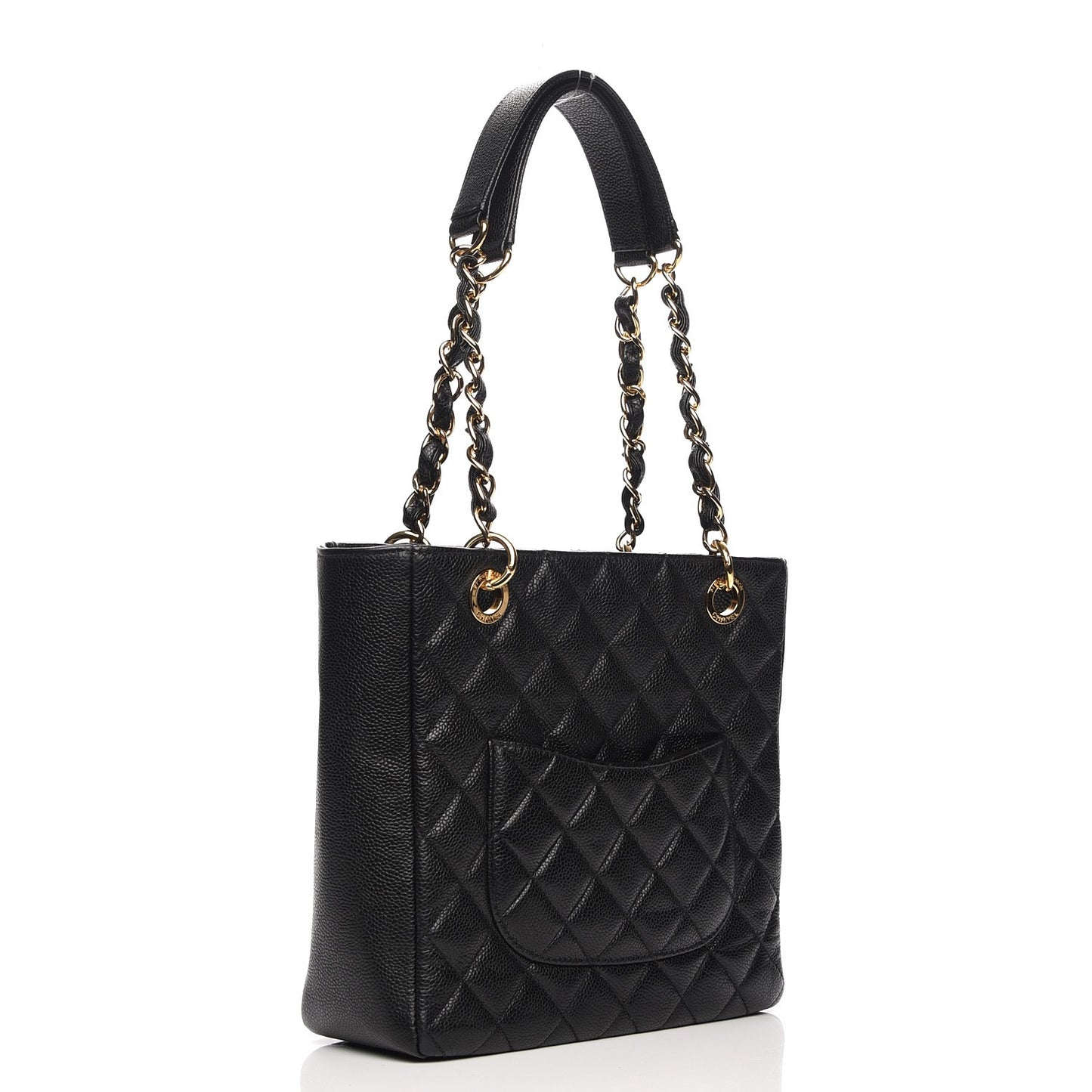Caviar Quilted Petit Shopping Tote PST Black