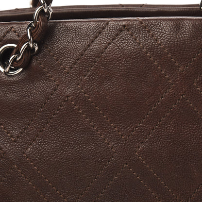 Chanel Calfskin Diamond Stitch Small Tote Dark Brown 11 of 11