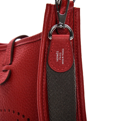 Hermes Taurillon Clemence Amazone Evelyne TPM Rouge Casaque Etain 7 of 8