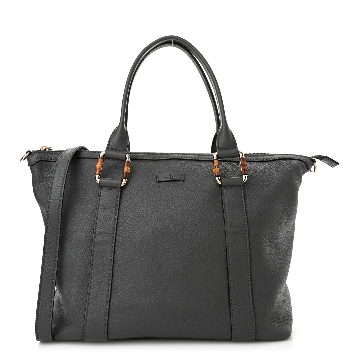 Calfskin Bamboo Top Handle Tote Grey