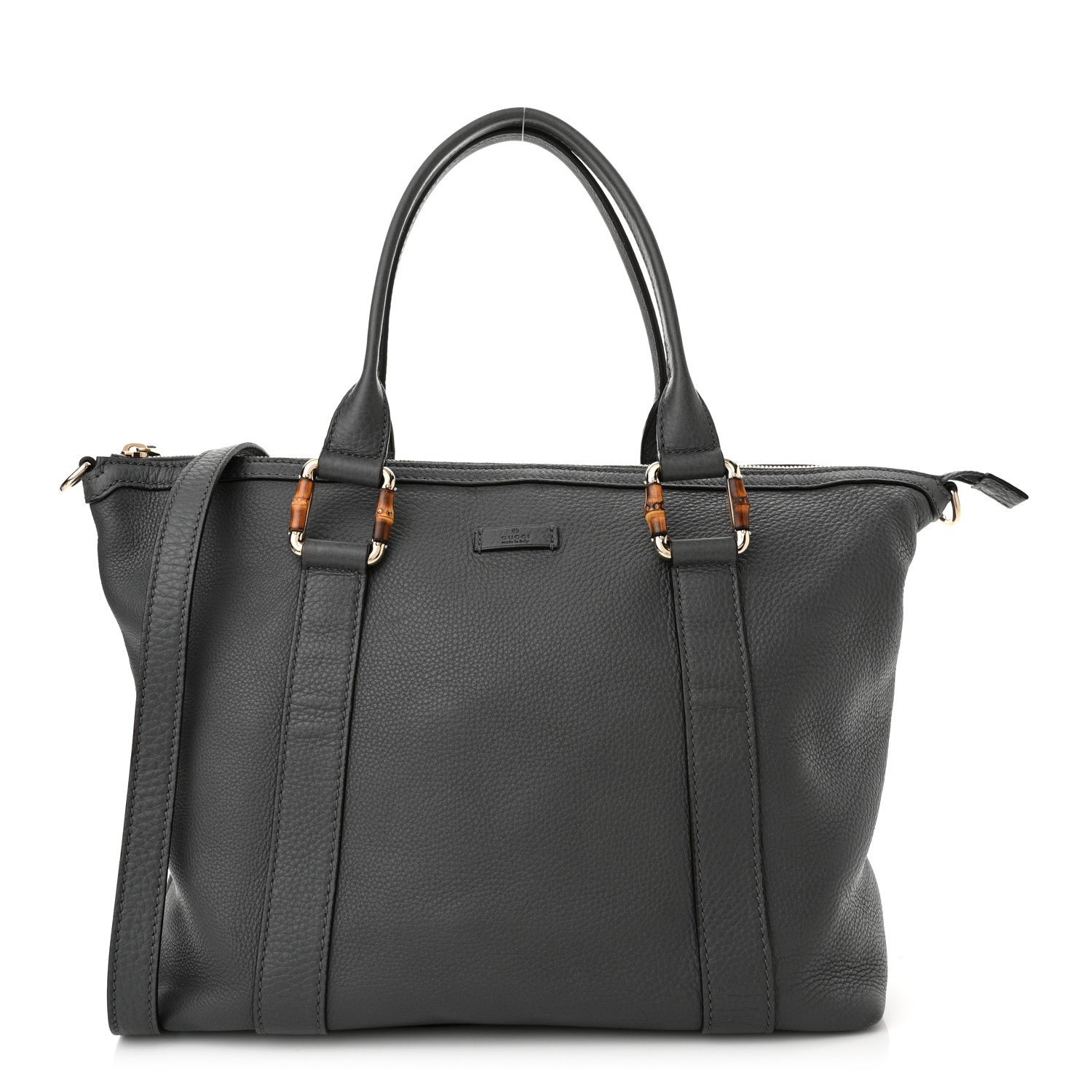 Gucci Calfskin Bamboo Top Handle Tote Grey 1 of 10