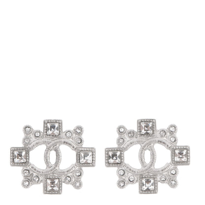 Chanel Baguette Crystal CC Earrings Silver 1 of 4