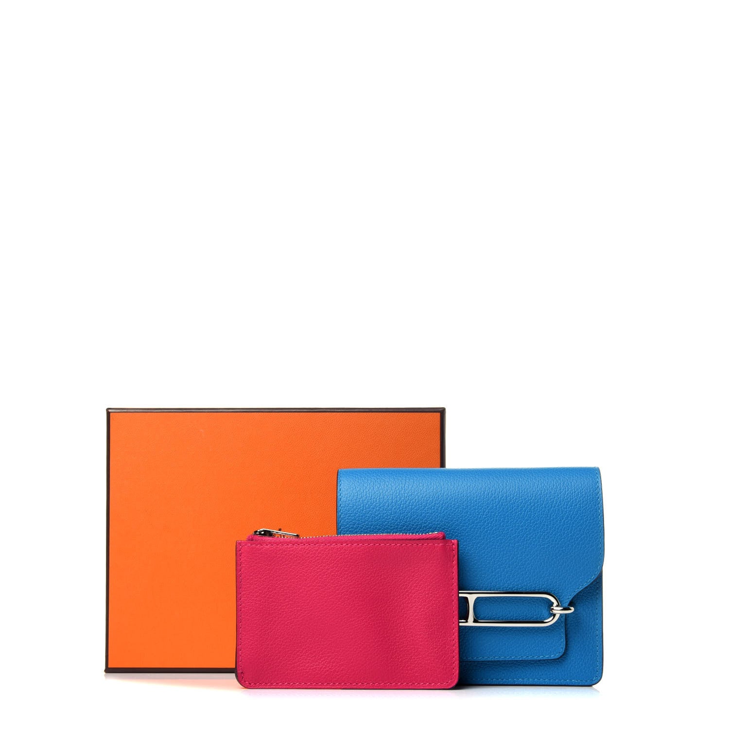 Hermes Evercolor Verso Roulis Slim Wallet Bleu Frida Rose Mexico 15 of 15