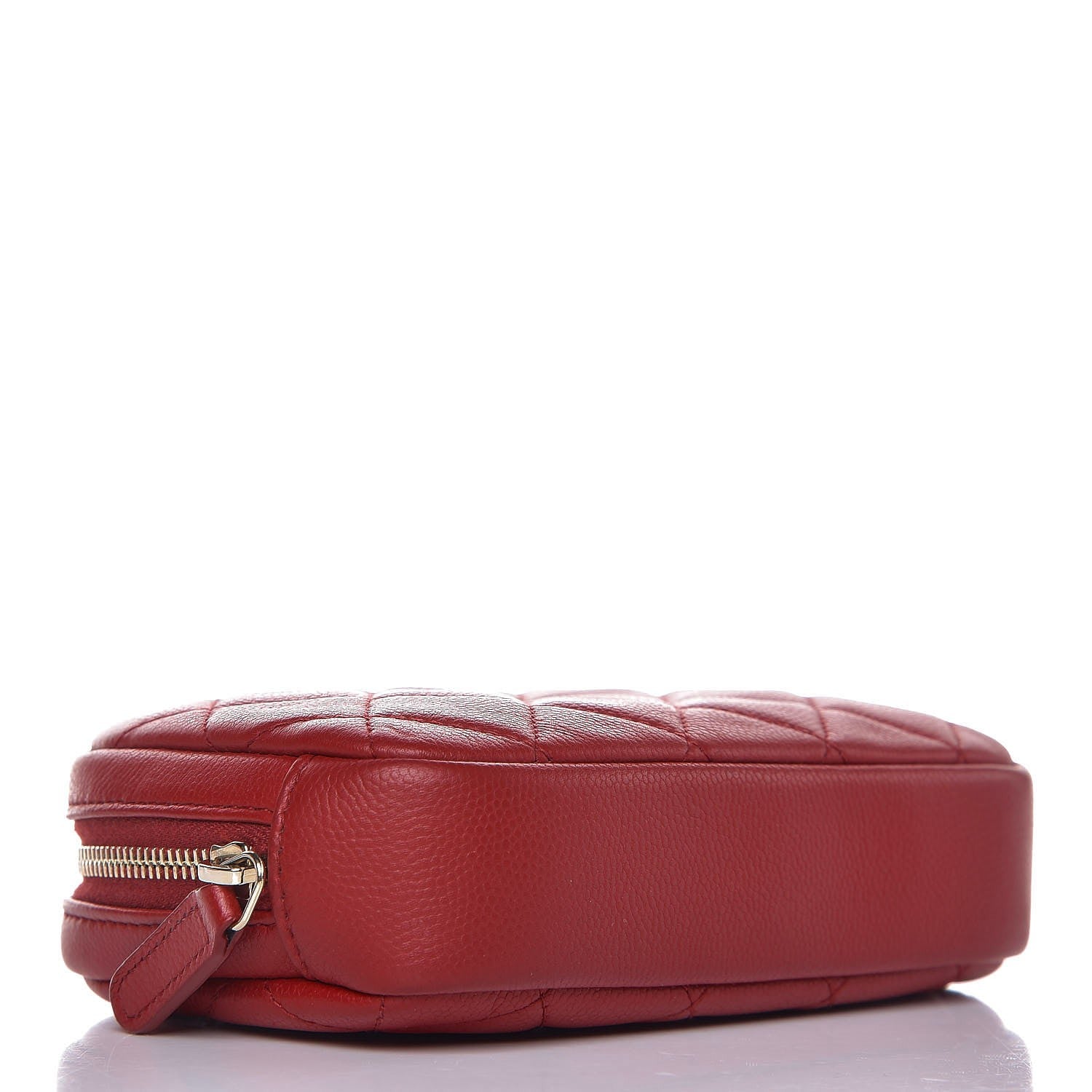 Chanel Caviar Quilted Small Curvy Pouch Cosmetic Case Dark Red 4 of 8