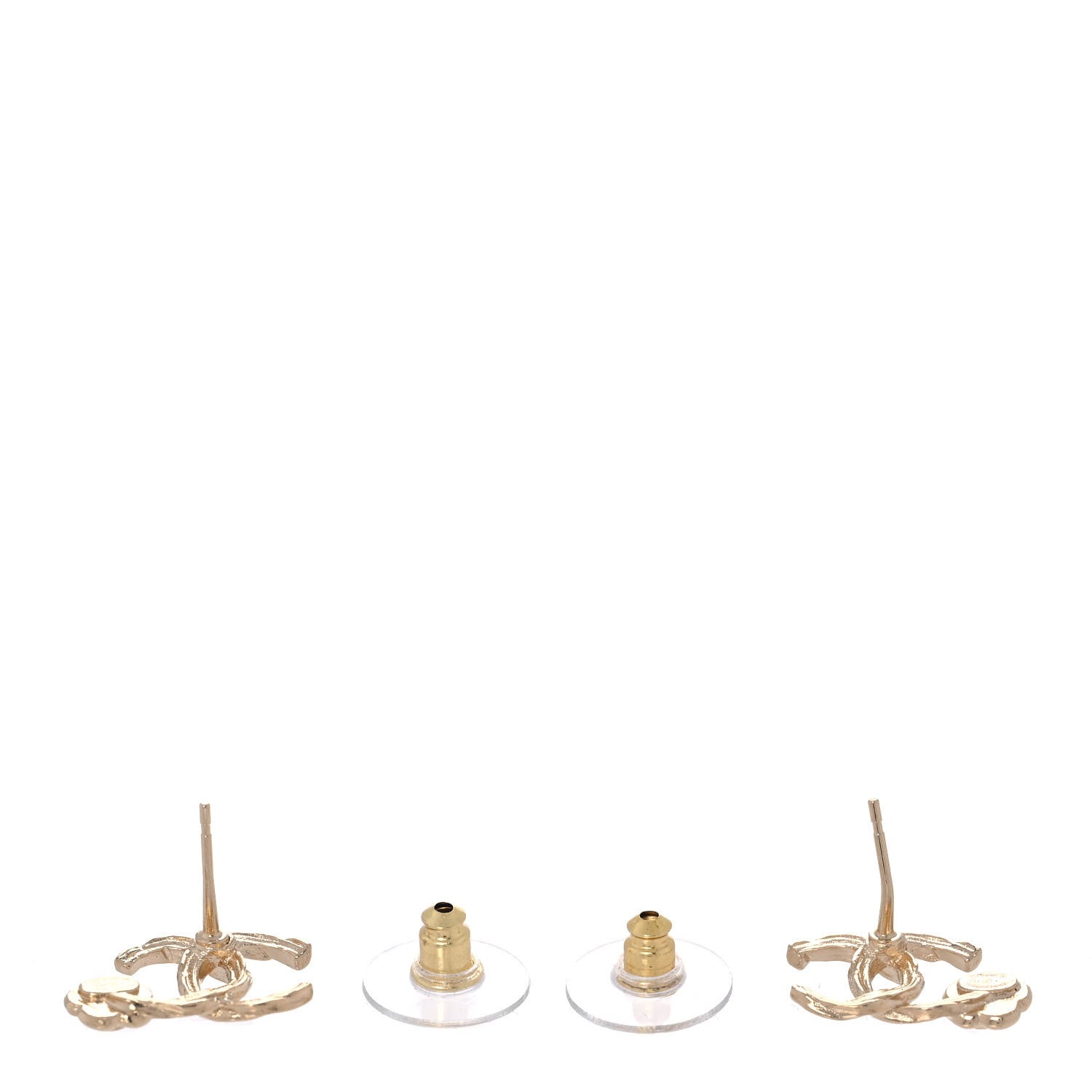 Chanel Metal Camellia CC Earrings Gold 4 of 5