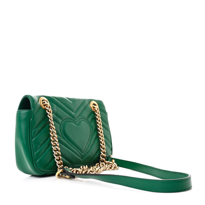 Gucci Calfskin Matelasse Mini GG Marmont Shoulder Bag Emerald Green 3 of 12