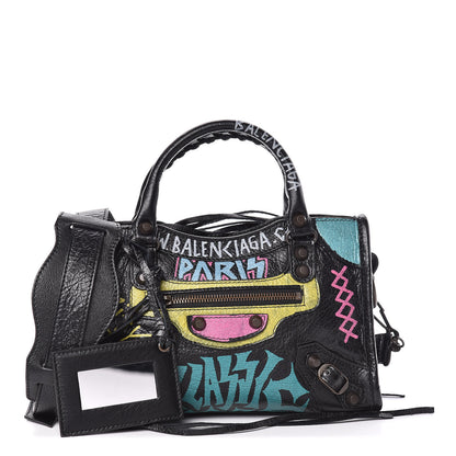 Balenciaga Agneau Arena Graffiti All Over Classic Hardware Mini City Black Multicolor 1 of 10