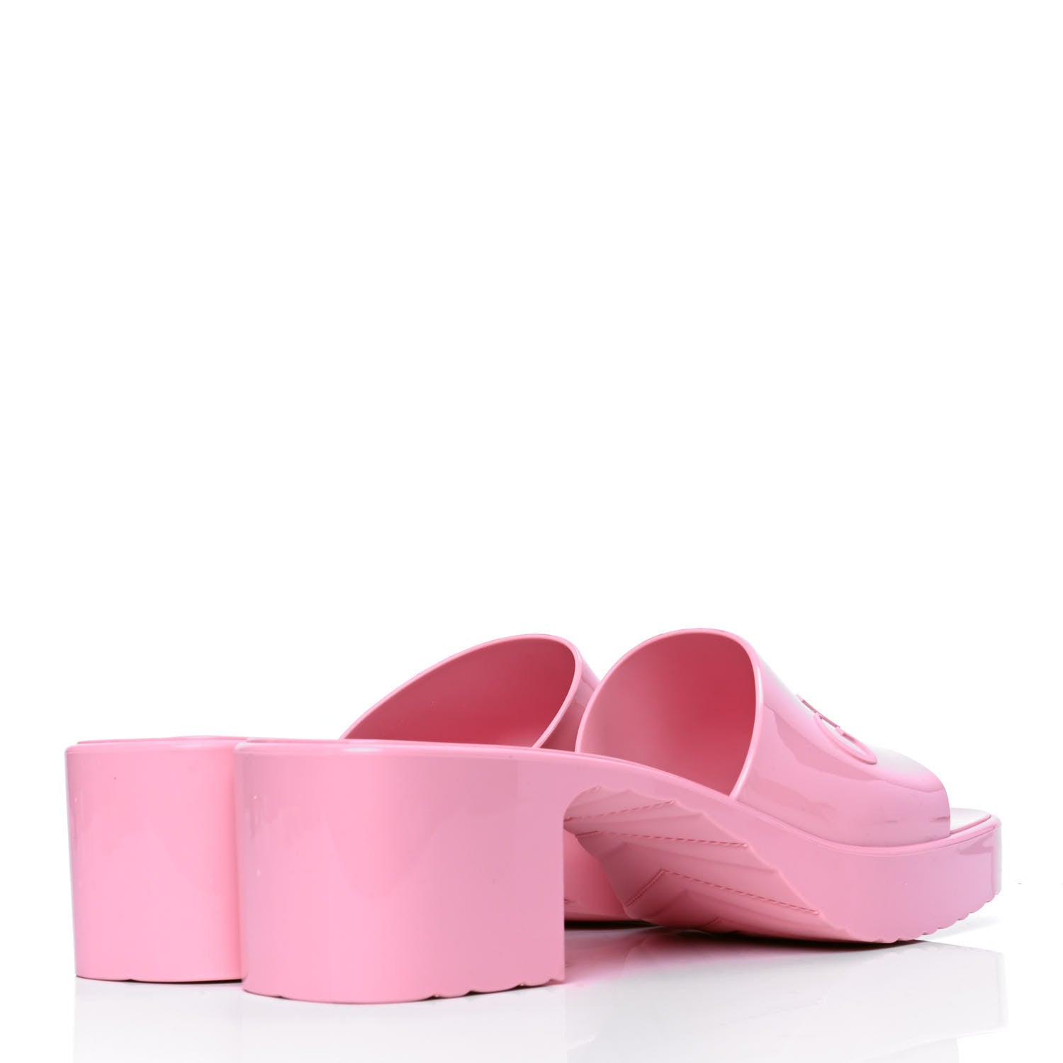 Gucci Rubber Gucci Logo Womens Platform 20/60mm Slide Sandals 42 Wild Rose 3 of 4