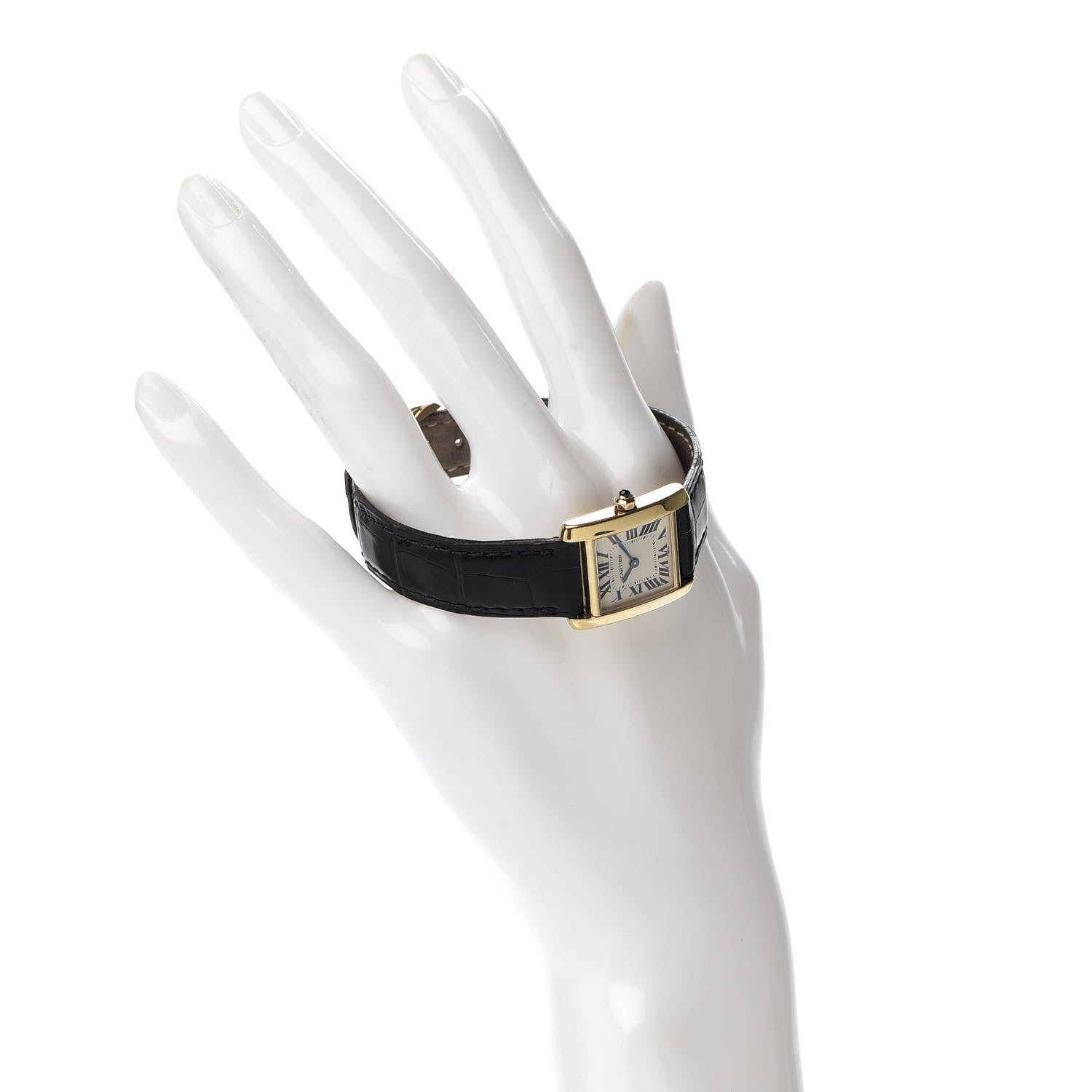 Cartier 18K Yellow Gold Alligator 20mm Tank Francaise Quartz Watch 2 of 11