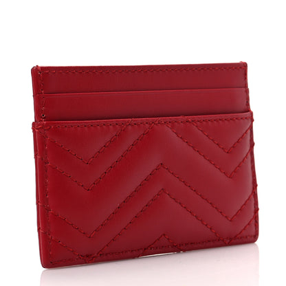 Gucci Calfskin Matelasse GG Marmont Card Holder Hibiscus Red 3 of 6
