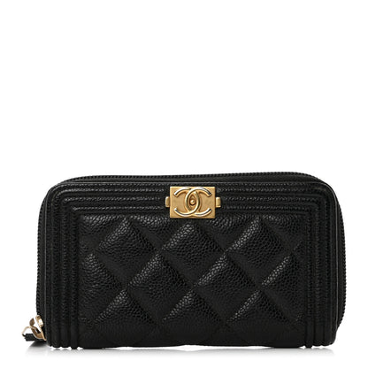 Chanel Caviar Quilted Small Boy Zip Around Wallet Black 1 of 9