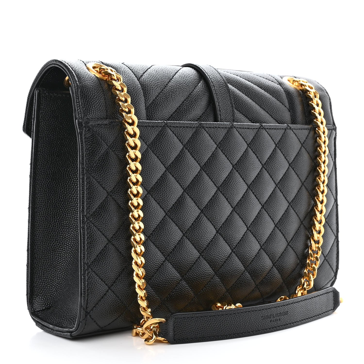 Saint Laurent Grain De Poudre Textured Mixed Matelasse Triquilt Medium Monogram Satchel Black 3 of 10