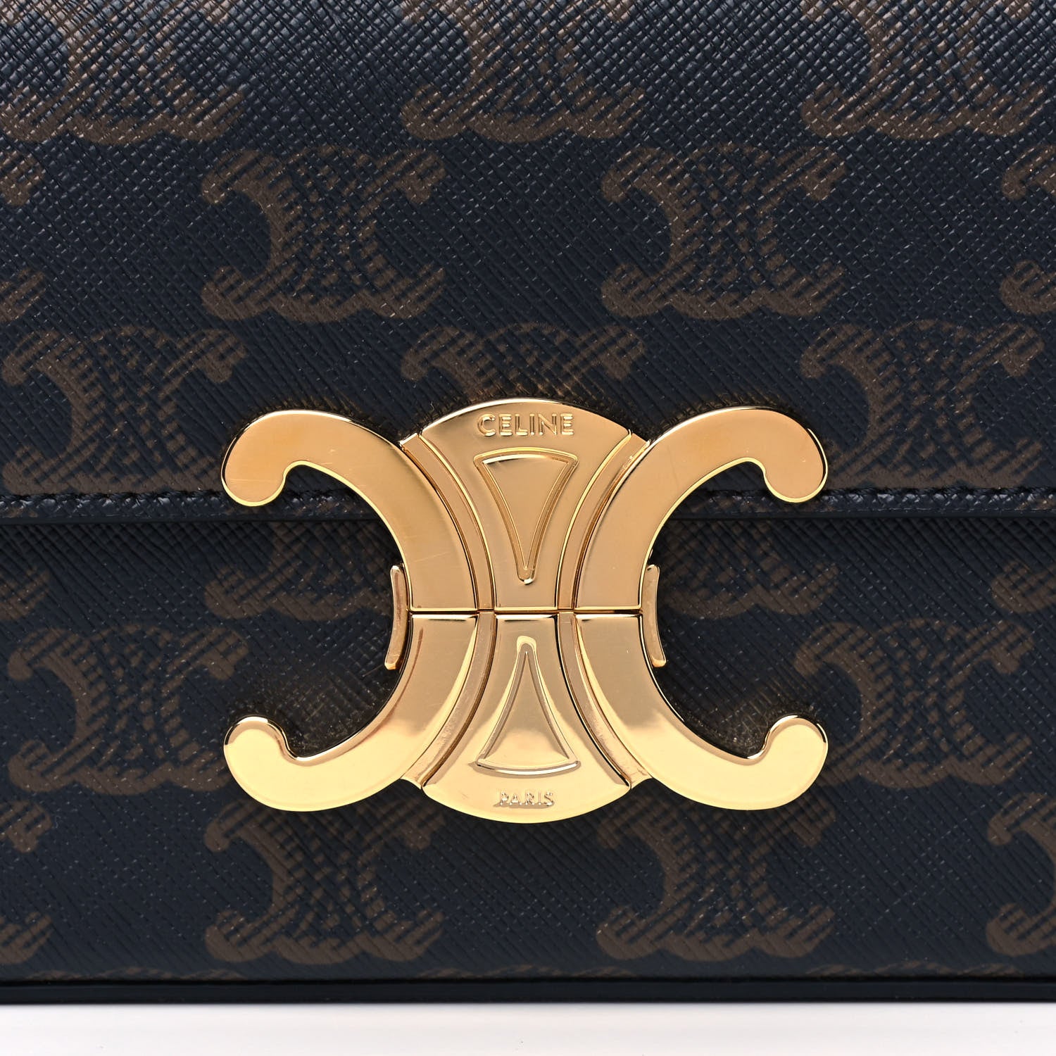 Celine Canvas Calfskin Triomphe Shoulder Bag Tan 9 of 11