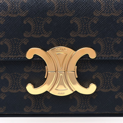 Celine Canvas Calfskin Triomphe Shoulder Bag Tan 9 of 11