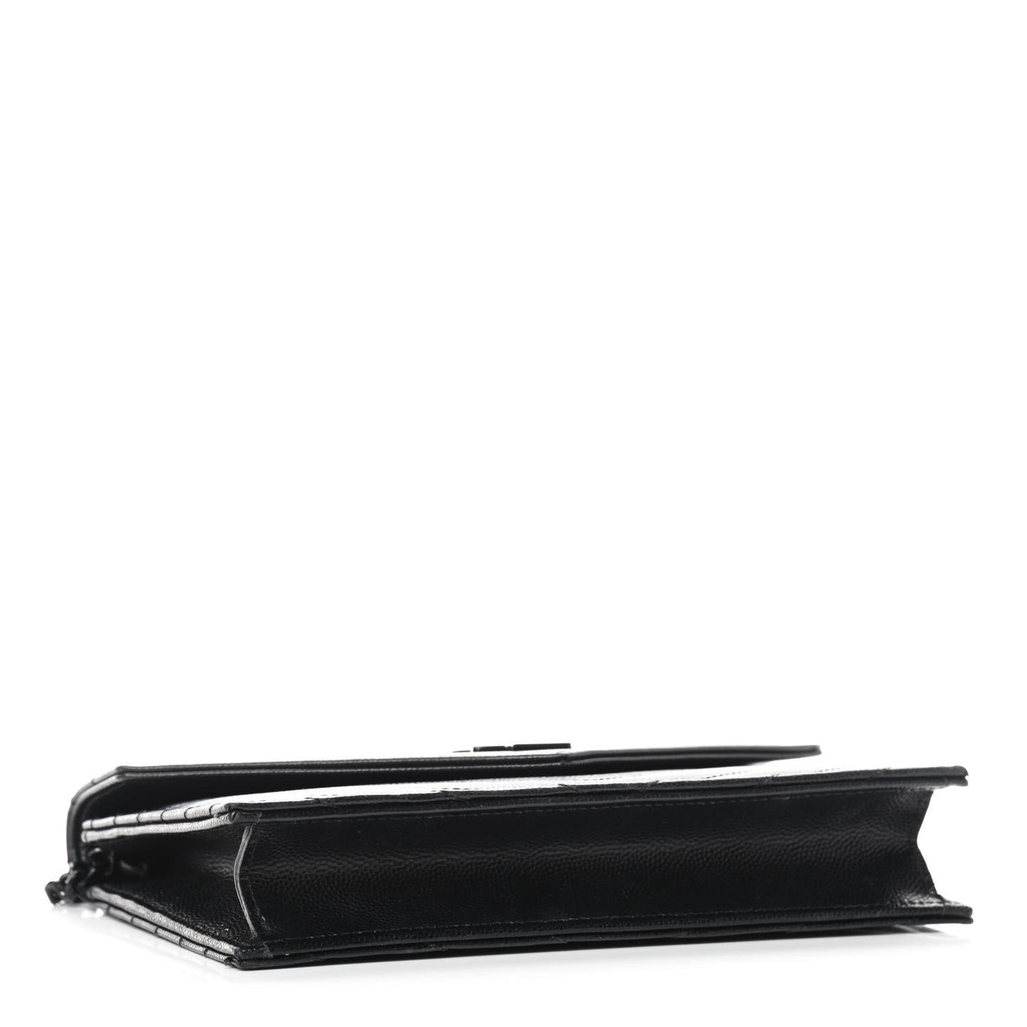 Grain De Poudre Matelasse Chevron Monogram Envelope Chain Wallet Black