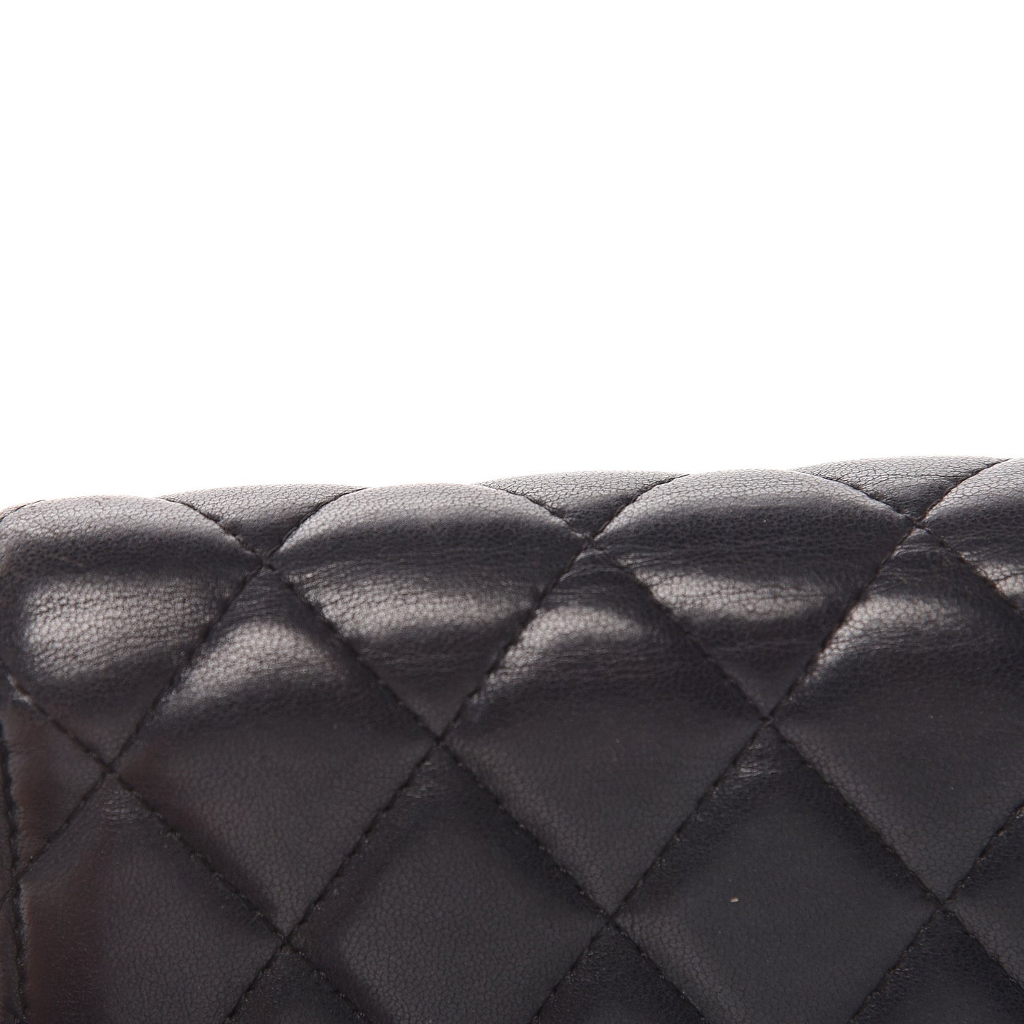 Lambskin Quilted Large Gusset Flap Wallet Black