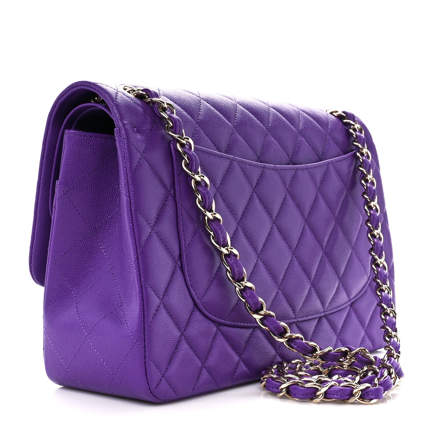 Caviar Quilted Jumbo Double Flap Purple