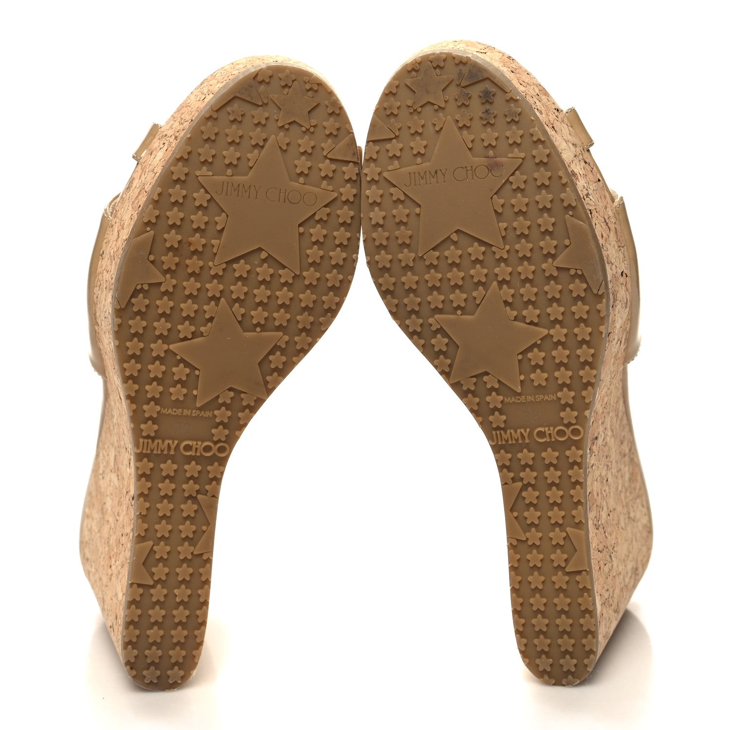 Jimmy Choo Patent Wedge Sandals 38 Nude 5 of 7