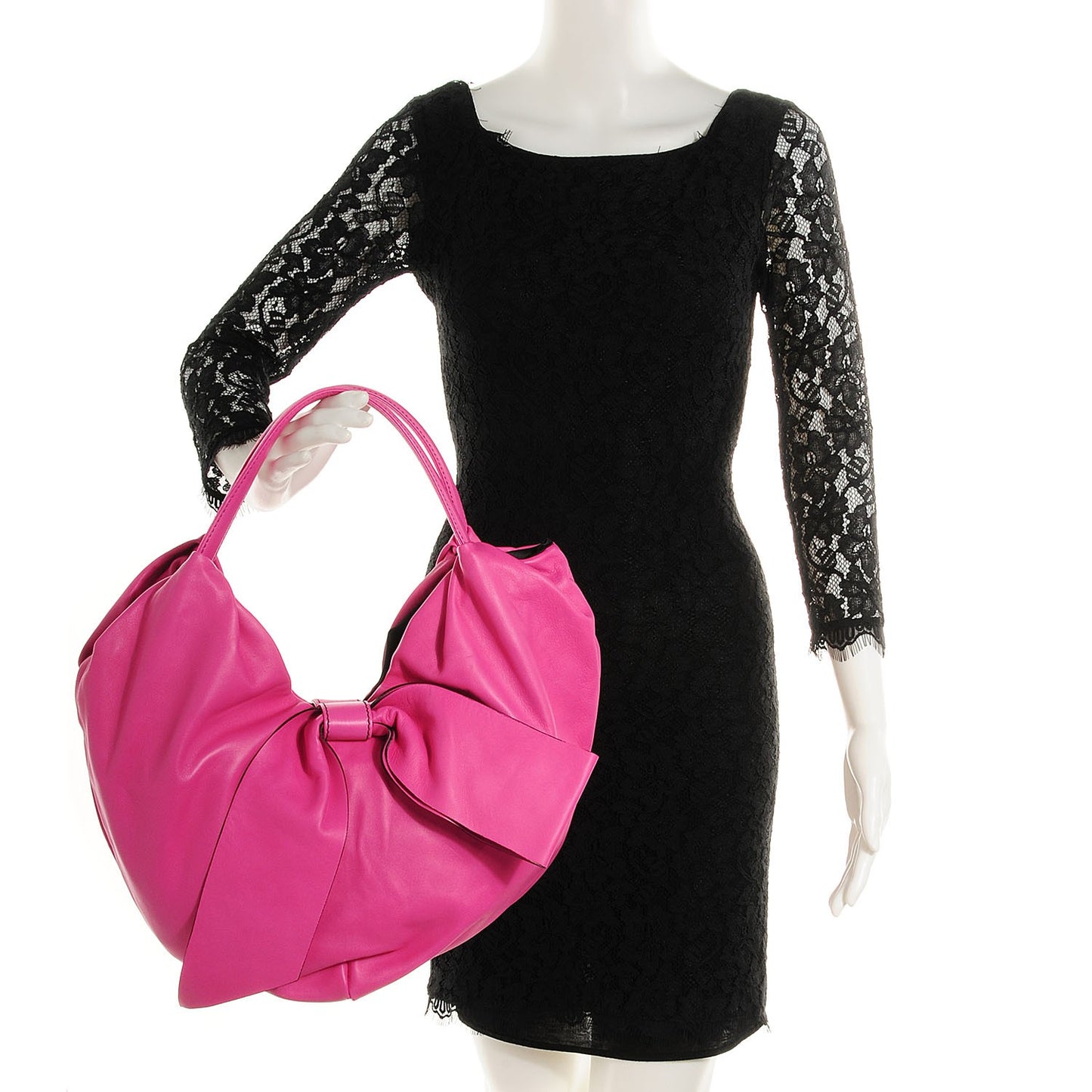 Nappa Leather 360 Bow Hobo Pink