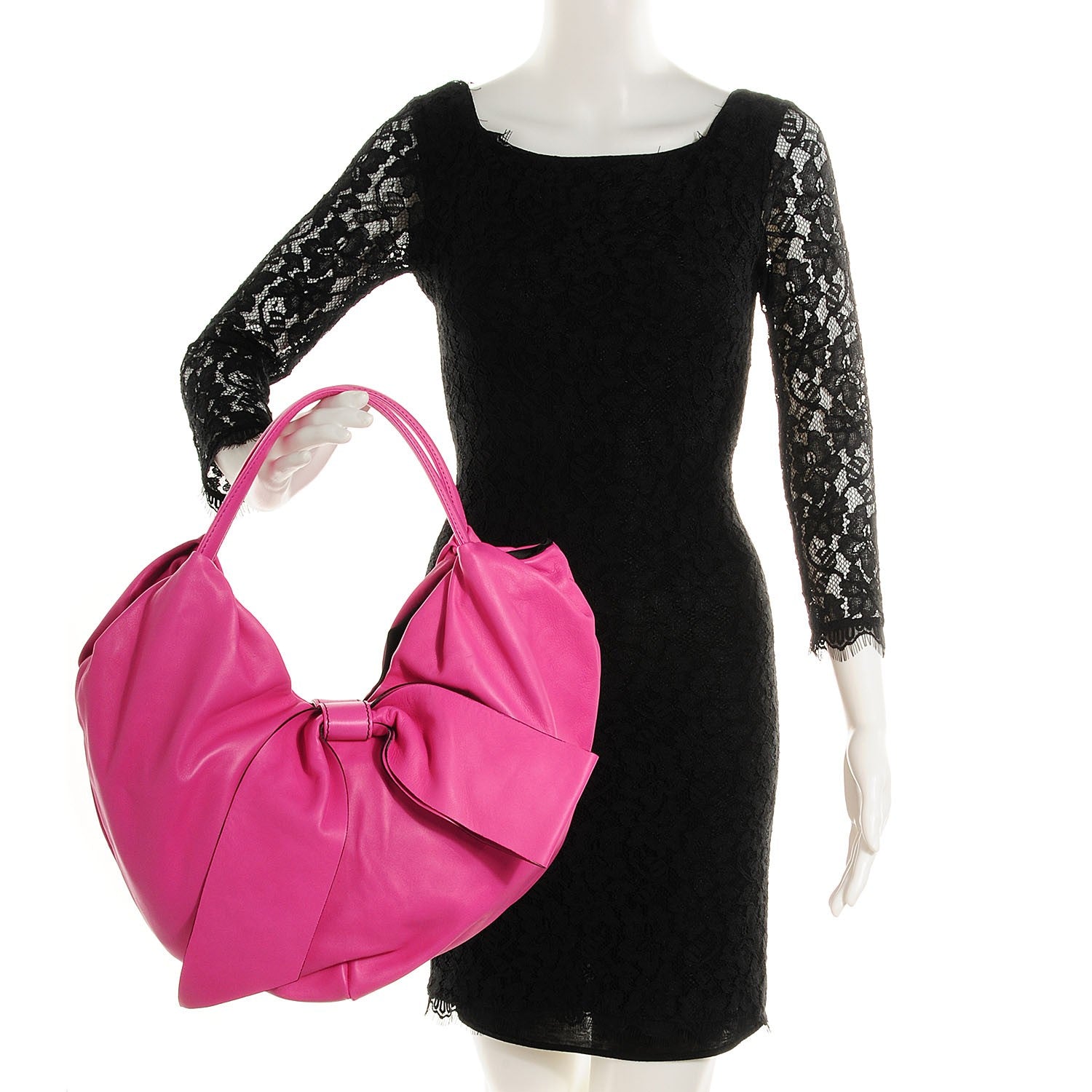 Valentino Garavani Nappa Leather 360 Bow Hobo Pink 2 of 7