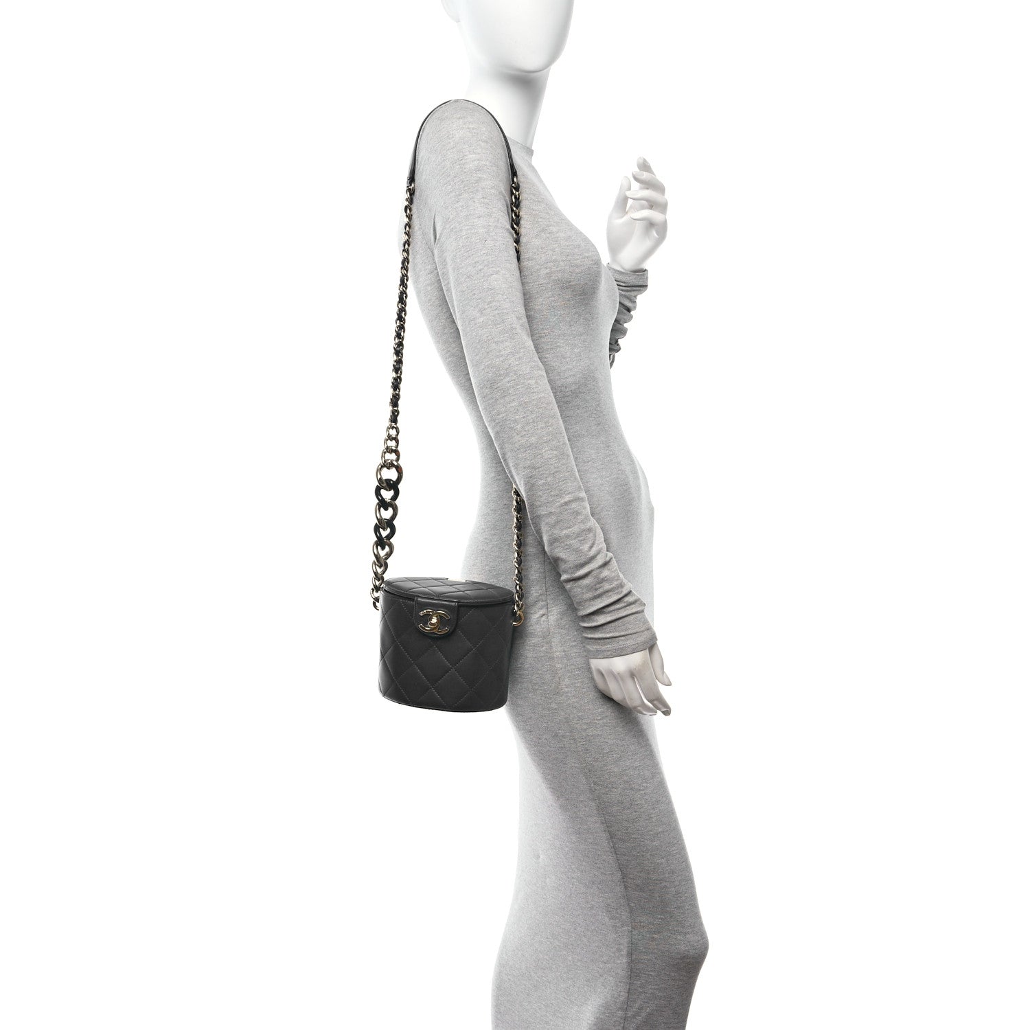 Chanel Lambskin Resin Elegant Chain Vanity Case Blue 2 of 11