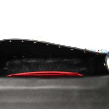Valentino Garavani Metallic Wrinkled Lambskin Small Rockstud Spike Shoulder Bag Peacock 5 of 9