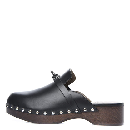 Hermes Calfskin Carlotta Mules 36 Black 1 of 8