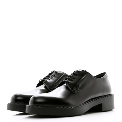 Prada Spazzolato Lace Up 50mm Loafers 39 Black 3 of 9