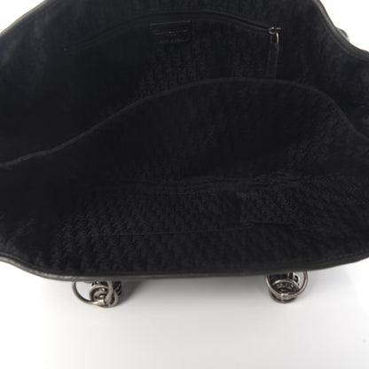 Christian Dior Lambskin Plisse Pleated Basket Tote Bag Black 6 of 8
