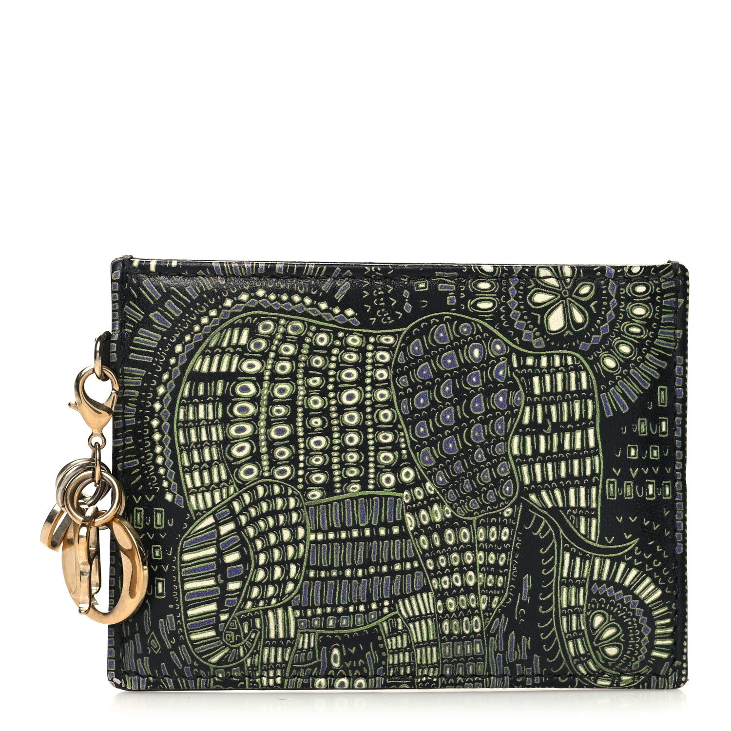 Christian Dior Calfskin Animals Card Holder Green 1 of 11