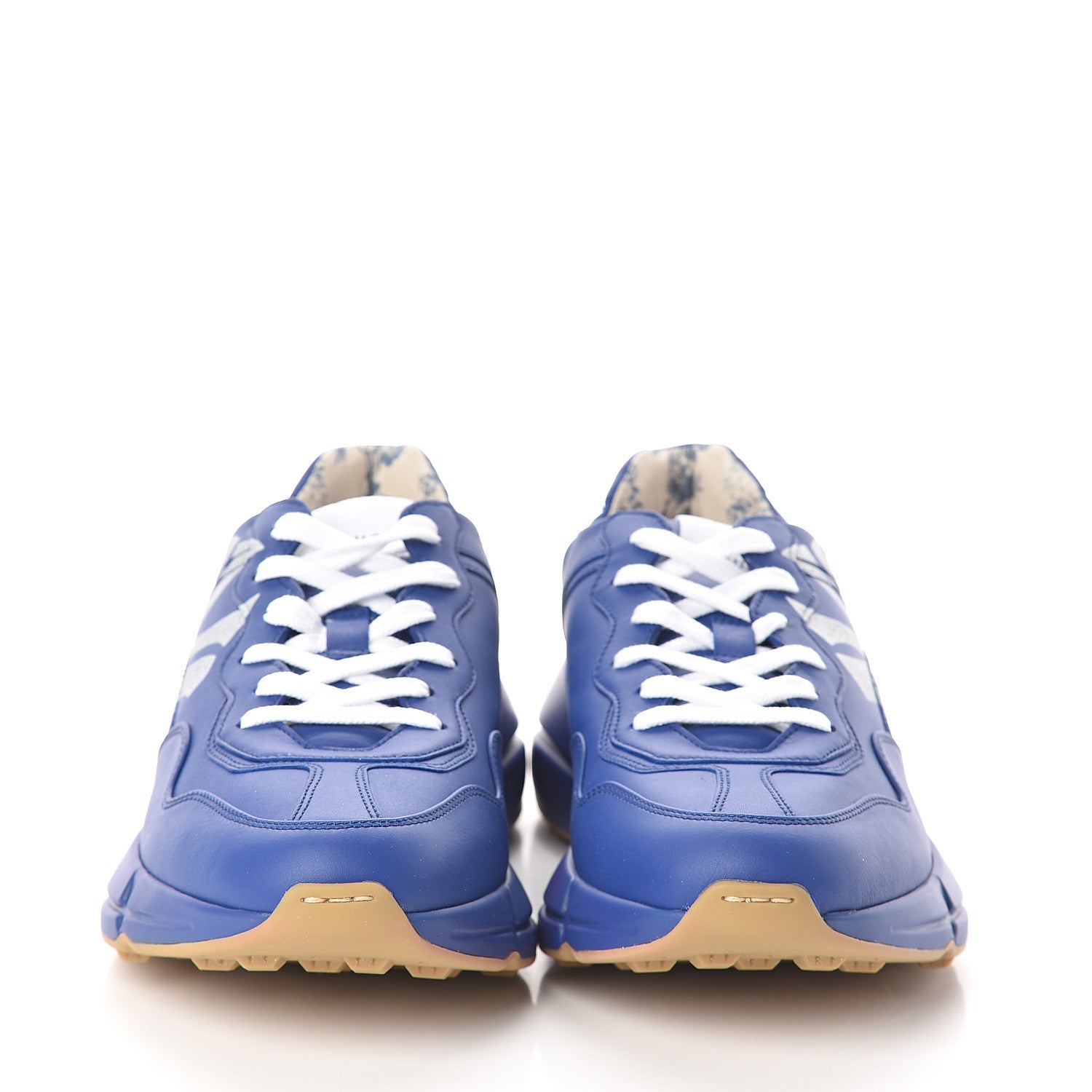 Gucci X MLB Calfskin NY Yankees Mens Rhyton Sneakers 8 Electric Blue 2 of 6