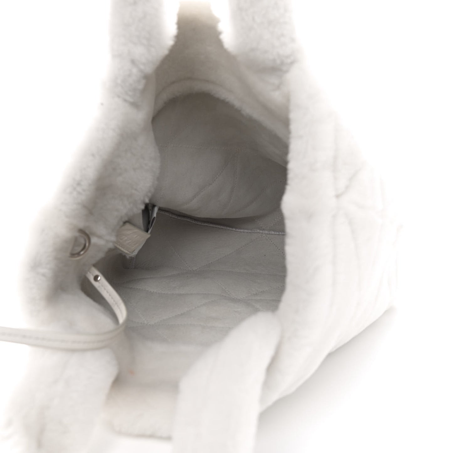 Shearling Nappa Triangle Quilted Patchwork System Tote White