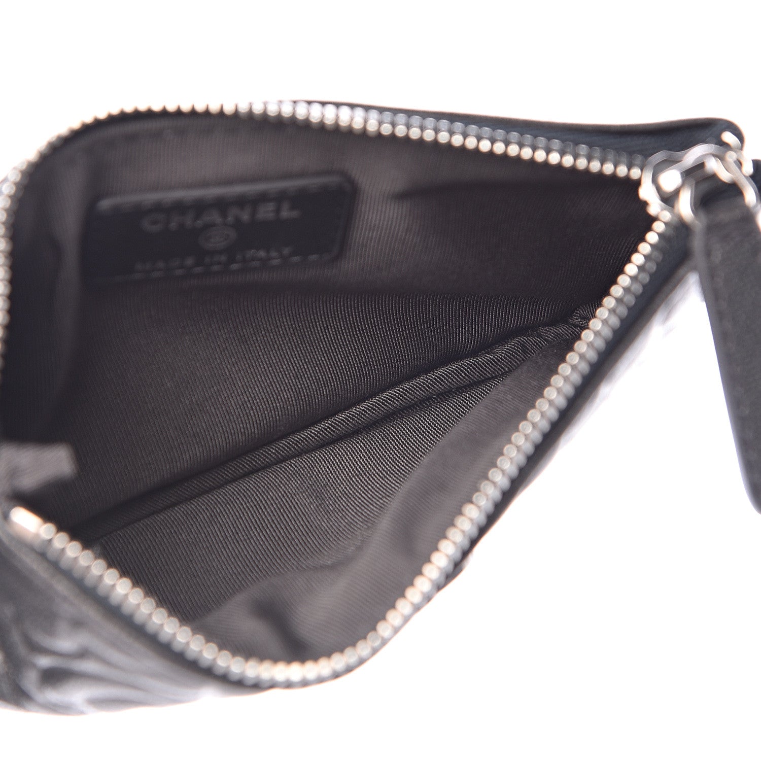 Chanel Goatskin Camellia Embossed Cosmetic Pouch Anthracite 5 of 8