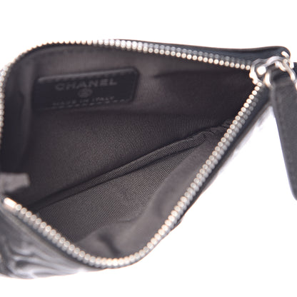 Chanel Goatskin Camellia Embossed Cosmetic Pouch Anthracite 5 of 8