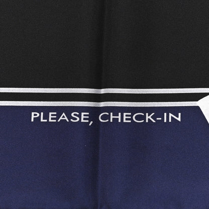 Hermes Silk Please Check In Scarf 90 Marine Black White 2 of 6