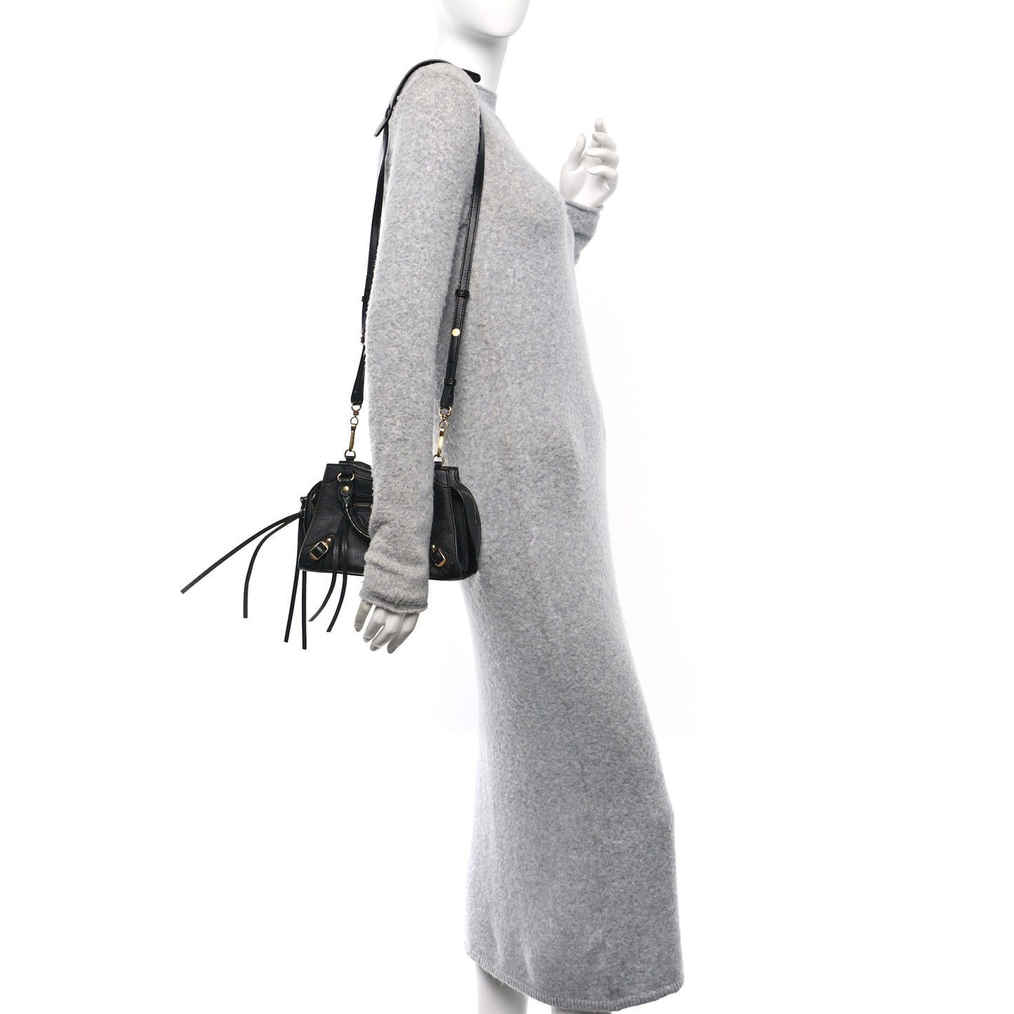 Grained Calfskin Neo Classic Gold Hardware Nano City Crossbody Black