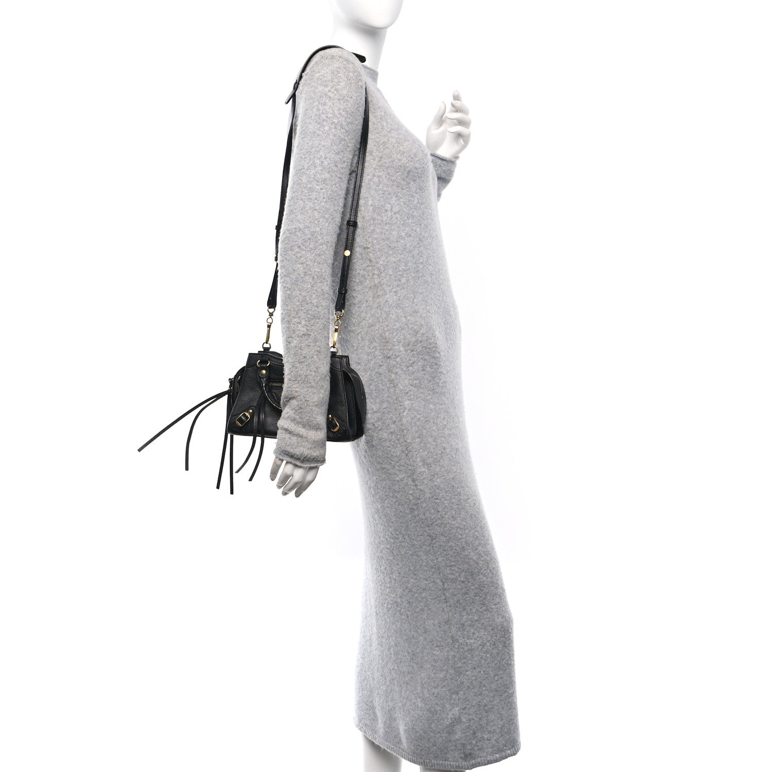 Balenciaga Grained Calfskin Neo Classic Gold Hardware Nano City Crossbody Black 2 of 10