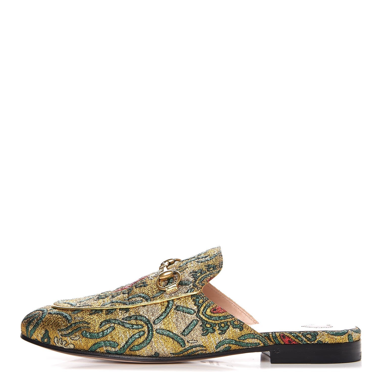 Gucci Iridescent Brocade Princetown Slippers 36 Gold Multicolor 1 of 8