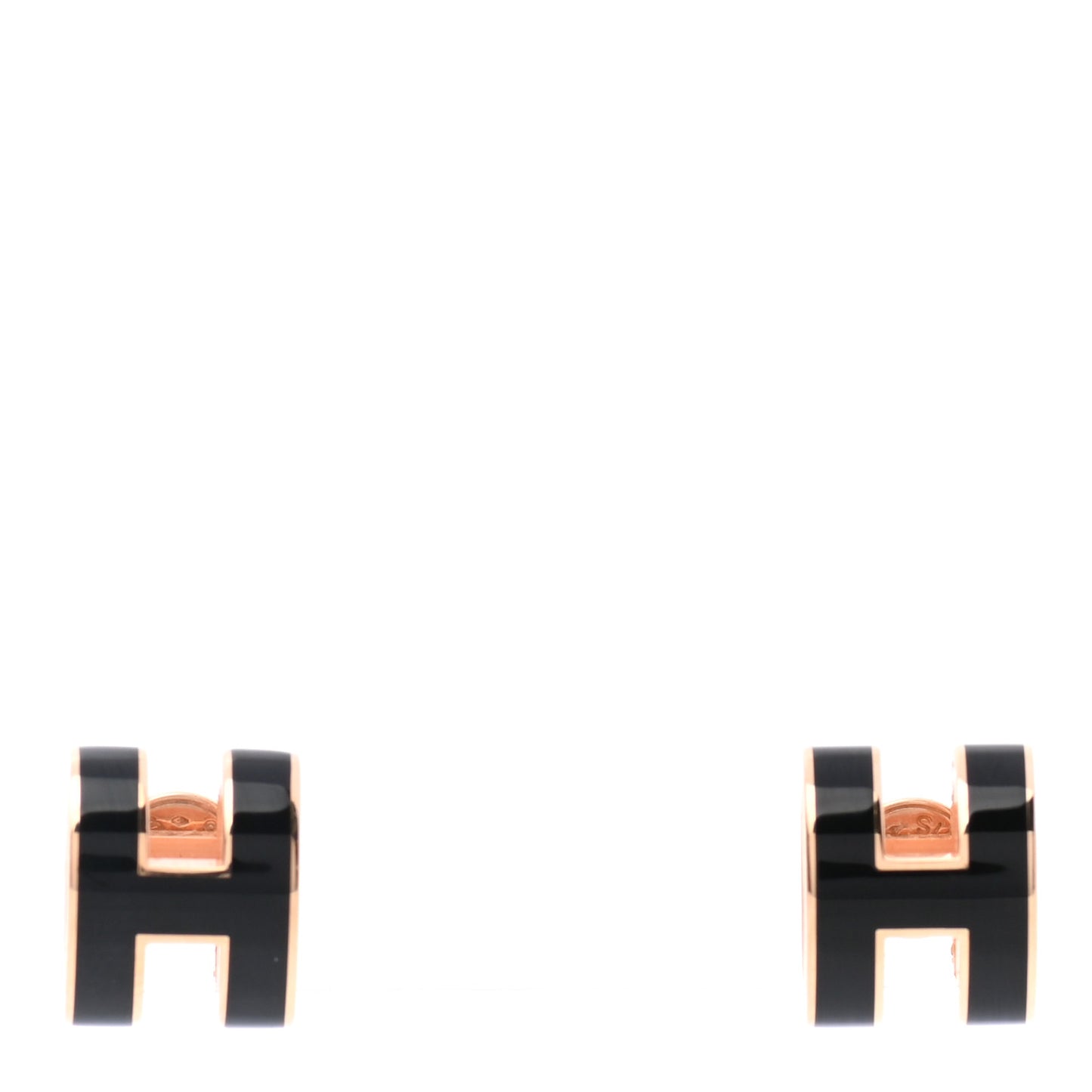 Rose Gold Lacquered Pop H Earrings Black