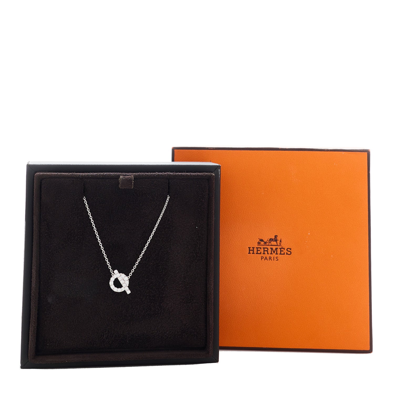 Hermes 18K White Gold Diamond Finesse Pendant Necklace 5 of 5