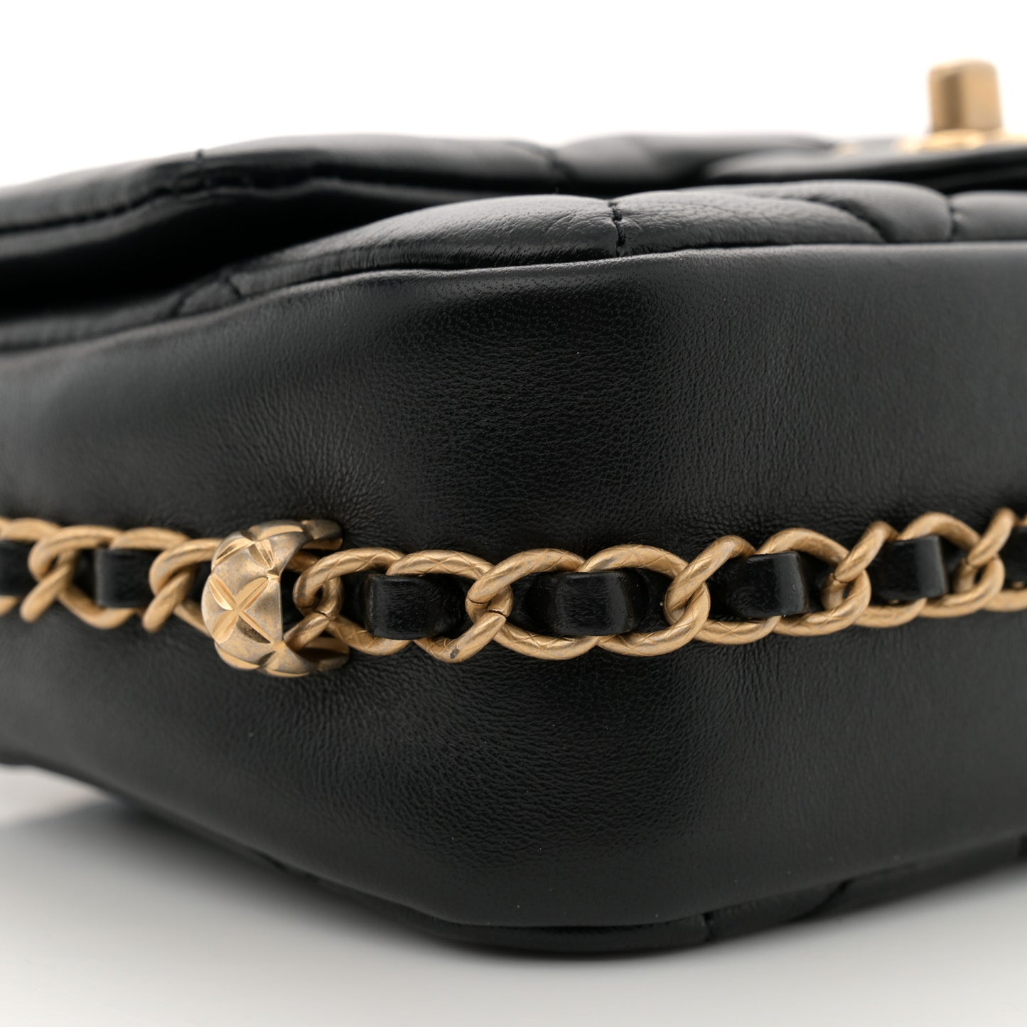 Lambskin Quilted Chain Around Mini Flap Bag Black