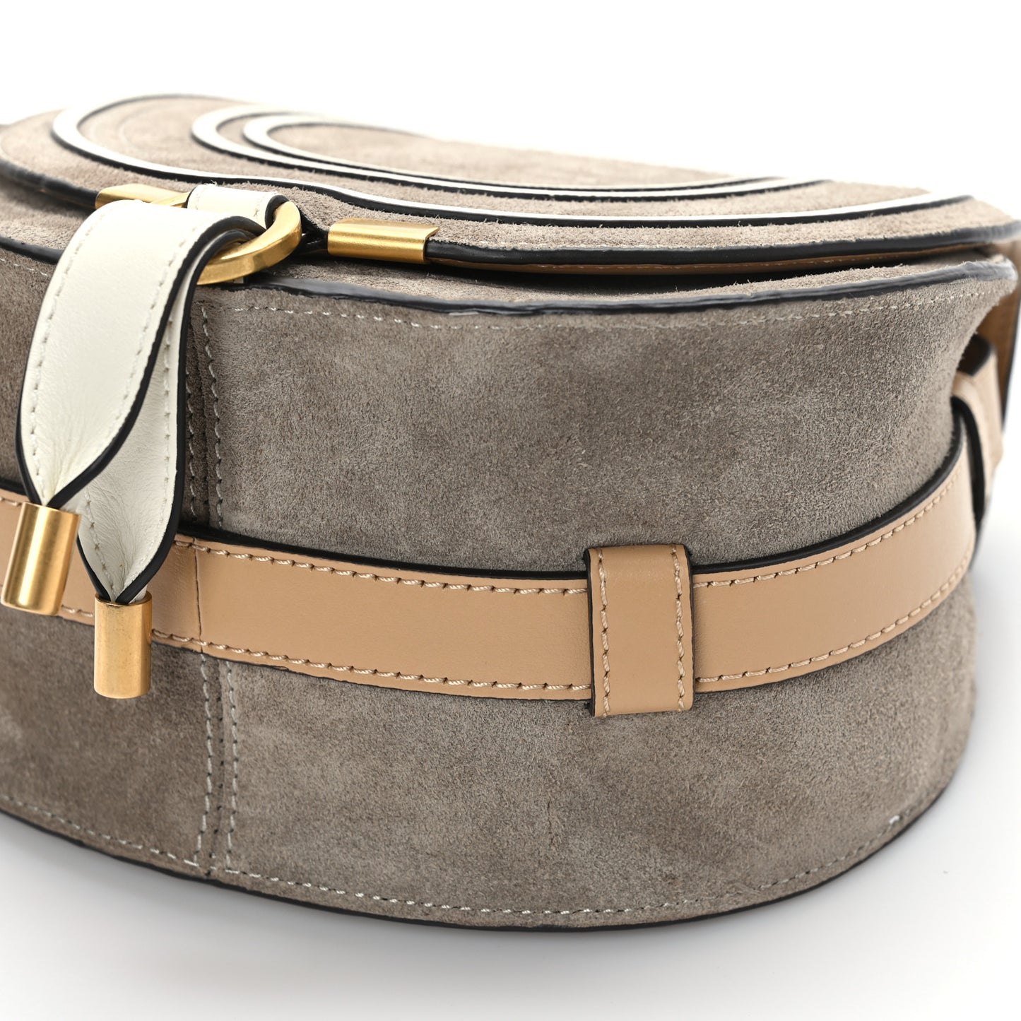 Suede Calfskin Small Marcie Saddle Bag Motty Grey